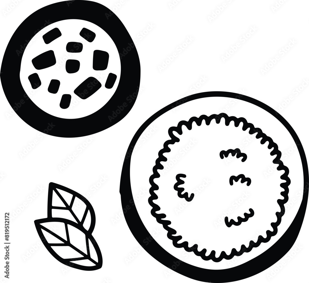 Delicious Thai food Hand drawn in line style Delicious Thai food Hand drawn in line style