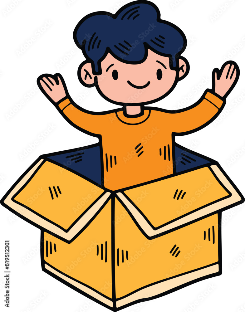 child with gift box Hand drawn illustrations in line art style child with gift box Hand drawn illustrations in line art style