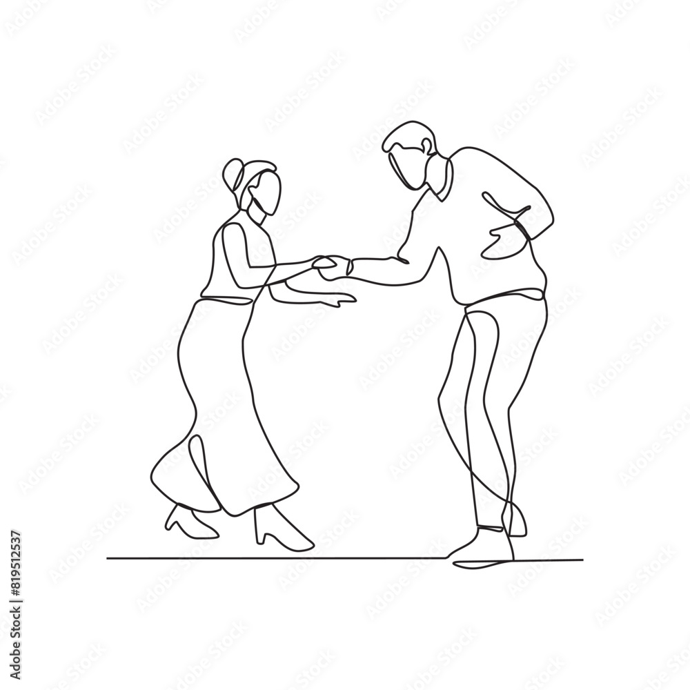 One continuous line of a couple was dancing at a party one night vector illustration. Dancing during party design in simple linear continuous style vector concept. It's time for dancing in the party. One continuous line of a couple was dancing at a party one night vector illustration. Dancing during party design in simple linear continuous style vector concept. It's time for dancing in the party.