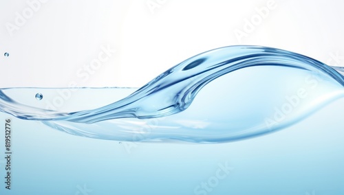 water drop in water on a white background, in the style of youthful energy, trillwave, sky-blue and silver, lush detailing