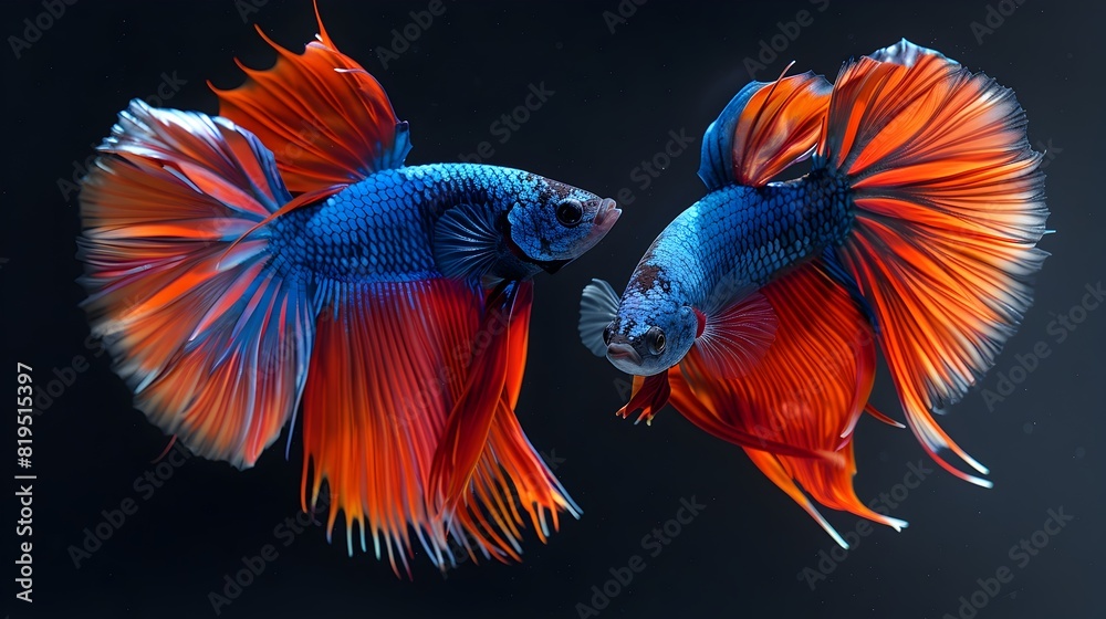 Fierce Betta Fish Duel in Vibrant Digital Naturalist Fierce Betta Fish Duel in Vibrant Digital Naturalist