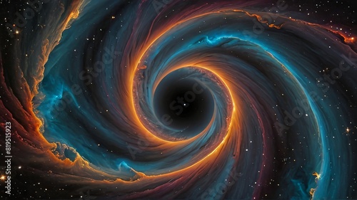 A Swirling Nebula Drawn into the Gravitational Pull of a Massive Black Hole photo