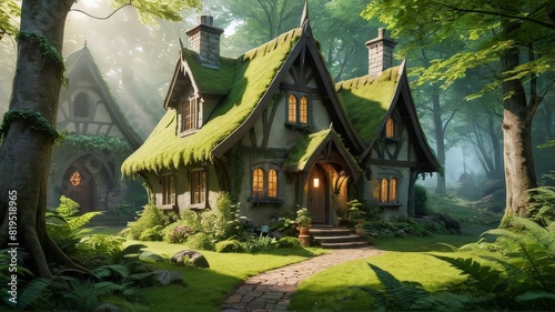 Gothic Fairy-Tale Cottage Nestled in an Ancient Lush Forest