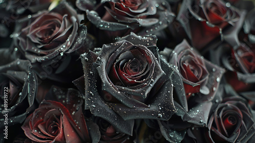 A bouquet of black roses  generative Ai