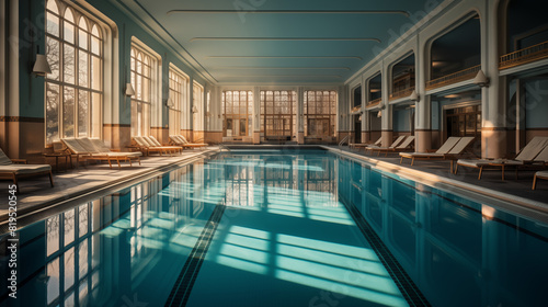 Swimming Pool In Art Deco Style With Copy Space For Commercial Photography