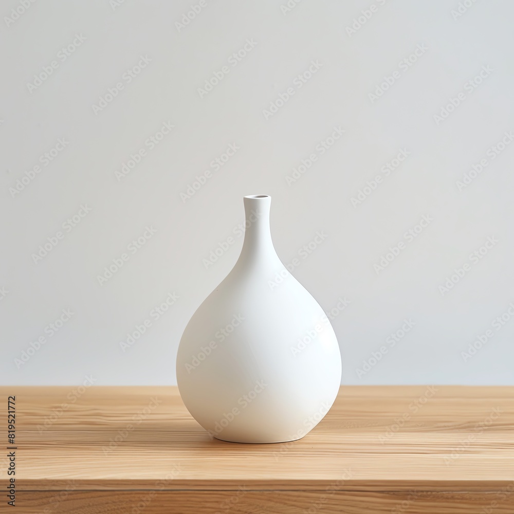 Blank mock up of a modern ceramic vase on a wooden table against a plain white background, ideal for product display and branding Blank mock up of a modern ceramic vase on a wooden table against a plain white background, ideal for product display and branding