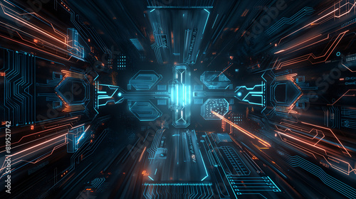futuristic digital technology background, modern internet cyber tech wallpaper, glowing circuit lines on motherboard 