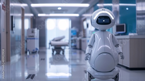 Medical AI technology with a robotic assistant in a healthcare setting