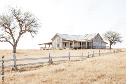 Rustic Charm: Abandoned Farmhouse in a Golden Field photo