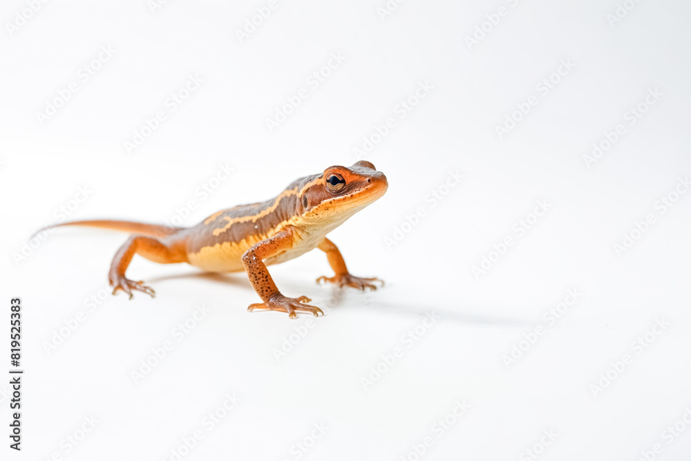 Obraz premium Brown and Yellow Lizard on White Background