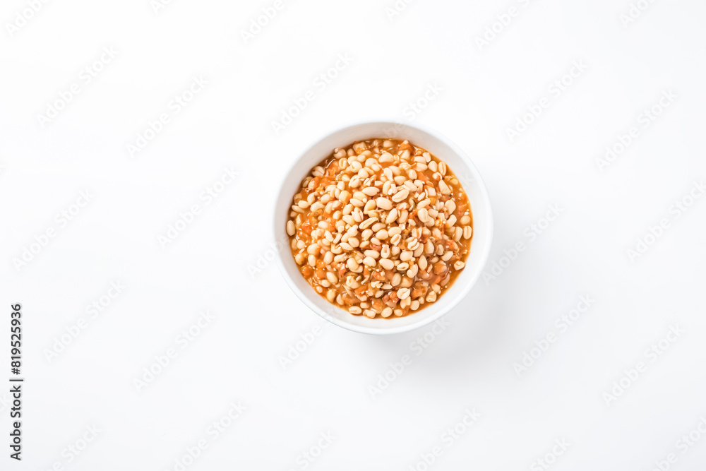 Bowl of white beans in tomato sauce Bowl of white beans in tomato sauce