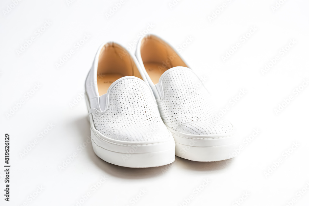 White Slip-On Sneakers with Embossed Detail White Slip-On Sneakers with Embossed Detail