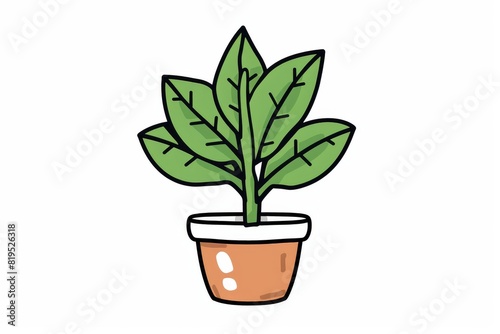 Minimalist Doodle of a Potted Plant Simple Line Art Illustration