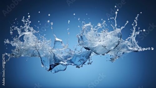 underwater splash of water against a blue background,