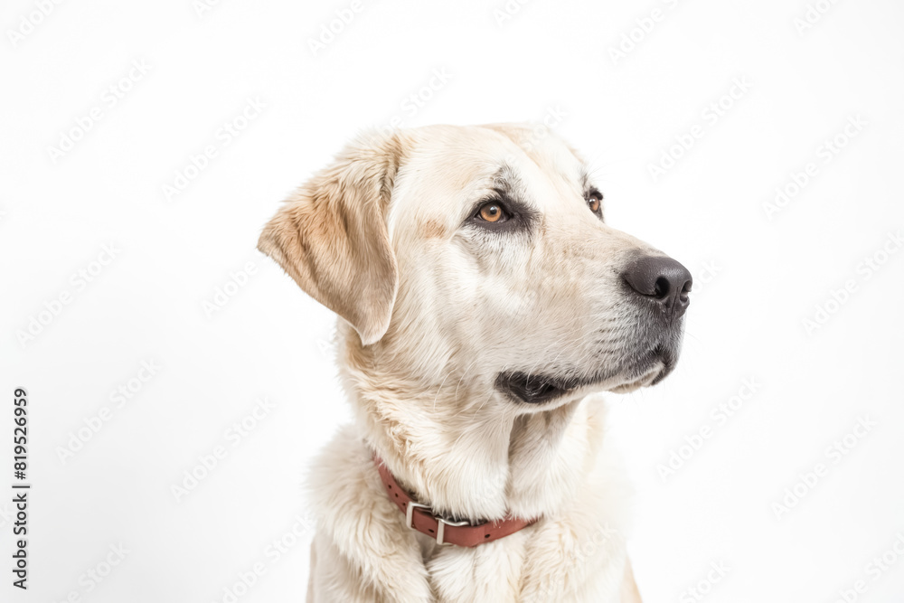 Portrait of a White Dog with Brown Eyes