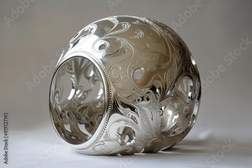 Cloche cutout in shiny silver. Generative Ai photo
