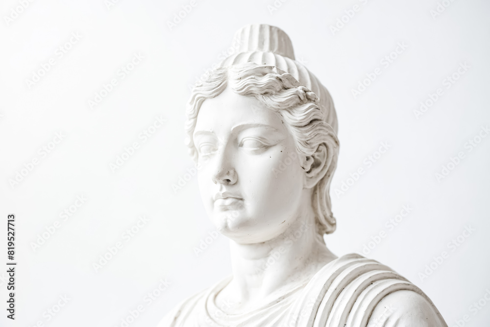 Close-up of a white statue of a woman's face Close-up of a white statue of a woman's face