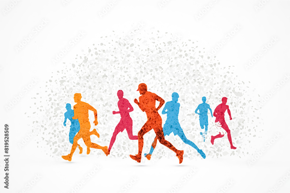 Colorful Runners Disintegrating into Particles Colorful Runners Disintegrating into Particles