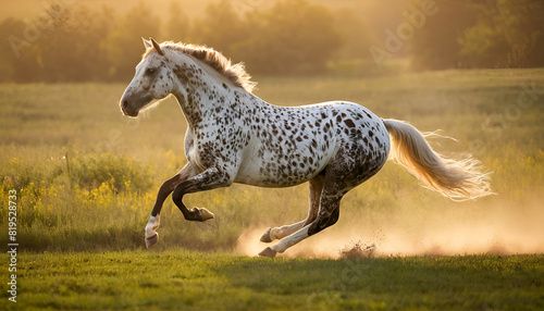 appaloosa horse running in the field photo