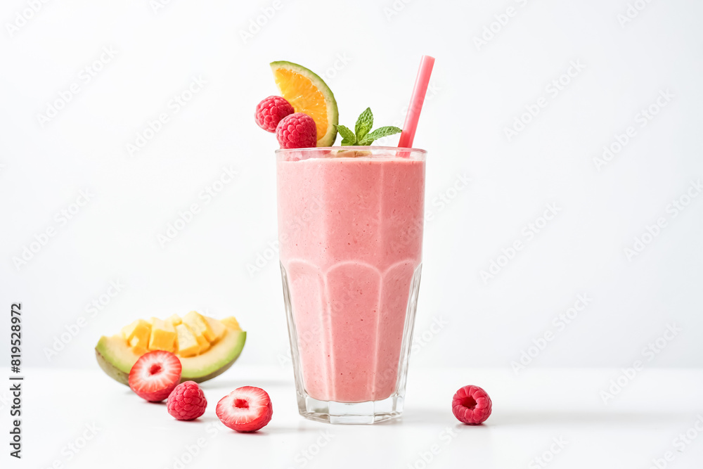Raspberry Mango Smoothie with a Straw Raspberry Mango Smoothie with a Straw