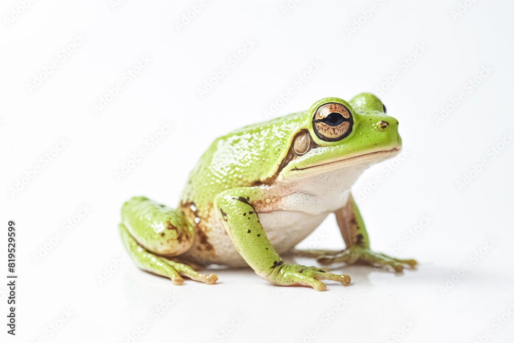 Close-up of a Green Tree Frog on a White Background Close-up of a Green Tree Frog on a White Background