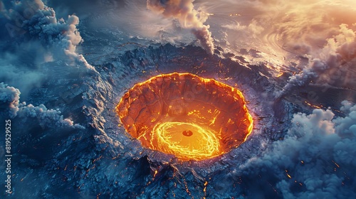 Explore the geometric symmetry of volcanic craters and calderas in your illustration photo