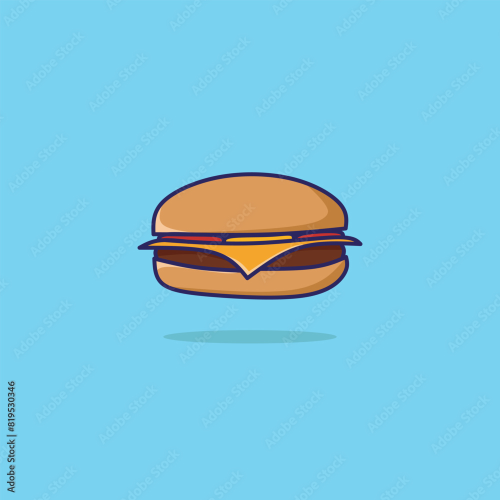 Obraz premium Hand Drawn Simple Burger Vector Doodle Illustration.