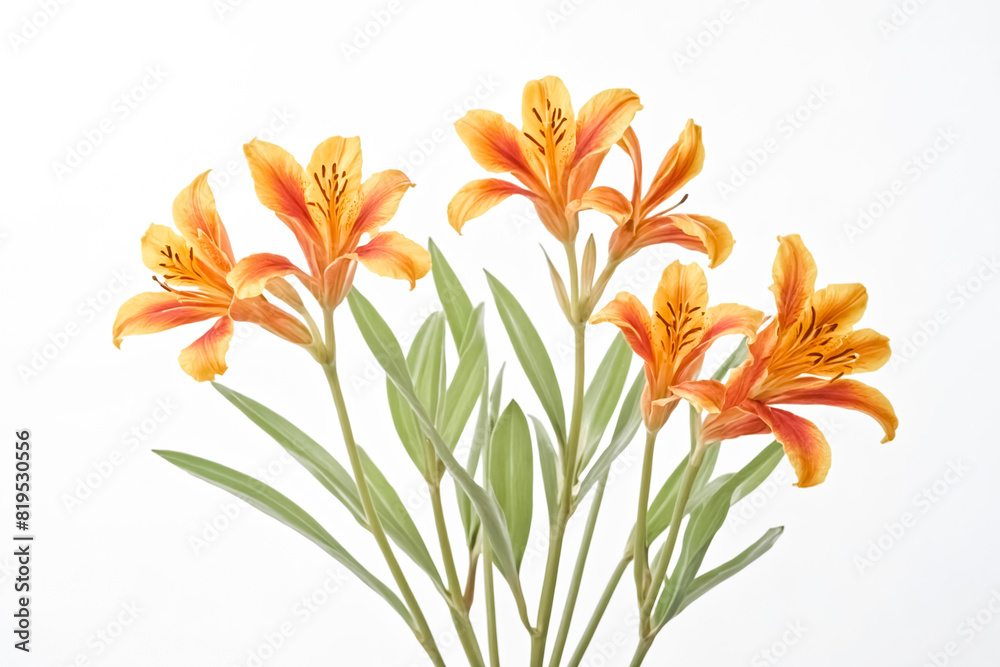 Orange Alstroemeria Flowers Isolated on White Background Orange Alstroemeria Flowers Isolated on White Background