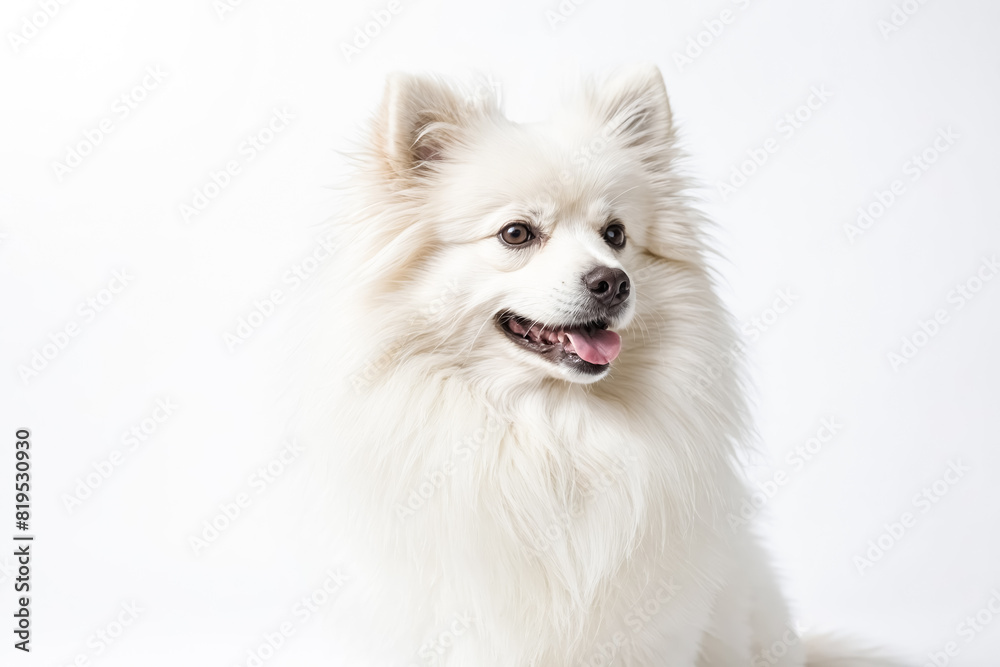 White fluffy dog with tongue out White fluffy dog with tongue out
