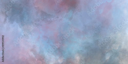 Amazing beautiful sky with clouds. Blue sky background with clouds glowing in light pink color. white clouds against blue sky. Abstract colorful watercolor on white background. Digital art painting. © sadia