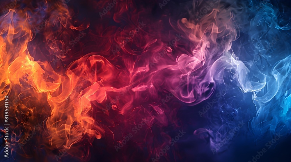 Fiery Combustion of Vibrant Colors and Dynamic Smoke