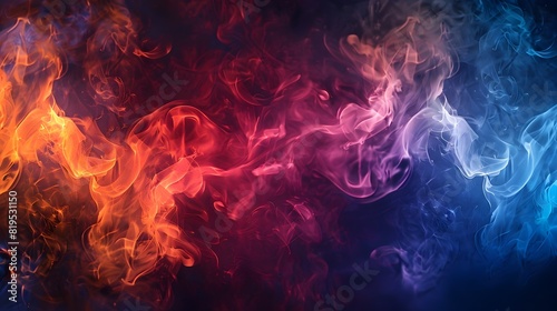 Fiery Combustion of Vibrant Colors and Dynamic Smoke photo