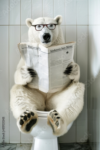 a white bear sitting on a toilet generated by AI