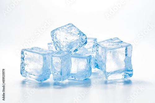 Close-up of Ice Cubes on White Background