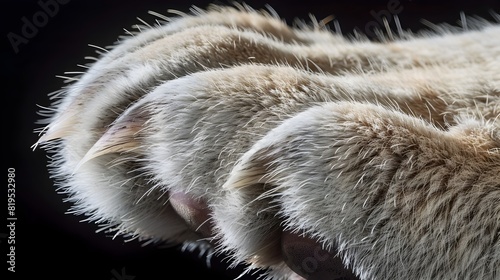 Macro Closeup of White Tigers Claw Exuding Formidable Elegance in Studio Lighting Generative ai photo