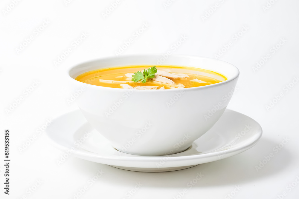 Creamy Pumpkin Soup in White Bowl Creamy Pumpkin Soup in White Bowl