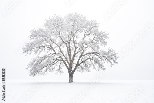 Lone Tree in a Snowy Field
