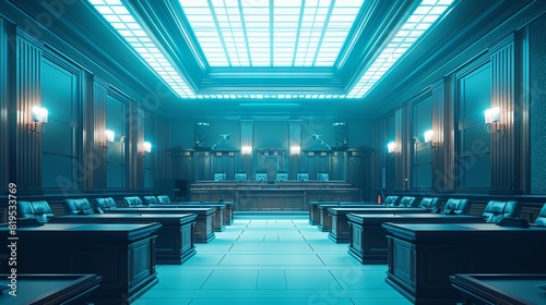 A digital courtroom where AI judges oversee virtual trials