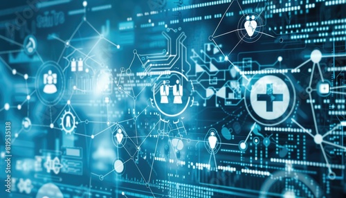 Predictive analytics in healthcare copy space, prevention, dynamic, Manipulation, healthcare facility backdrop