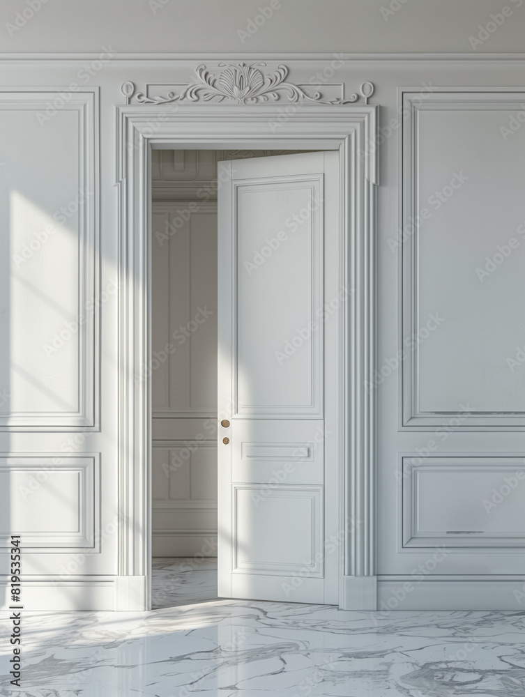 beautiful white door white walls and light from the window