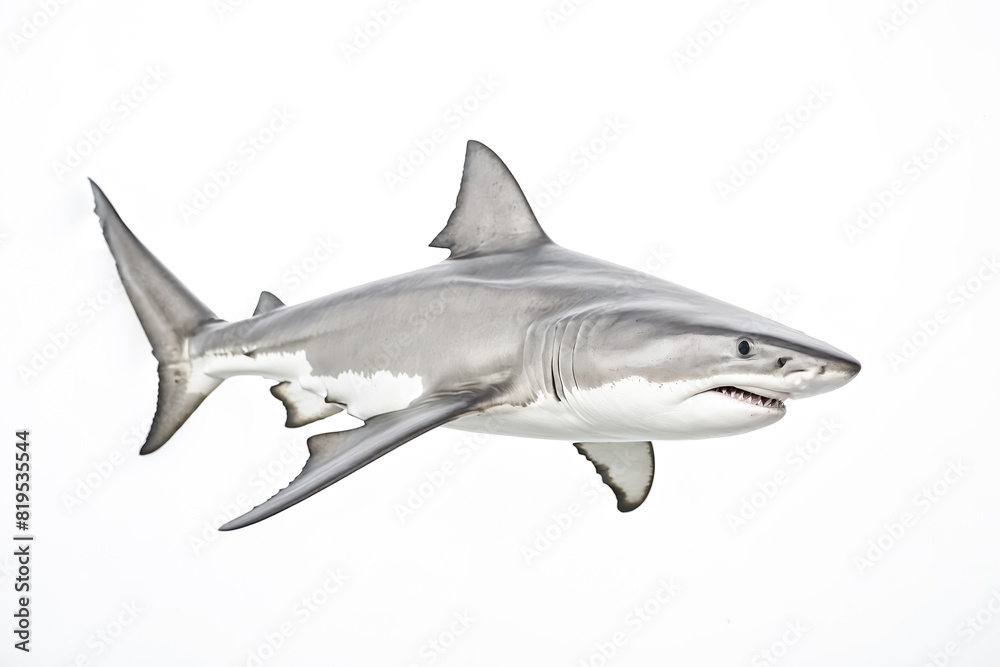 Naklejka premium Great White Shark in White Background