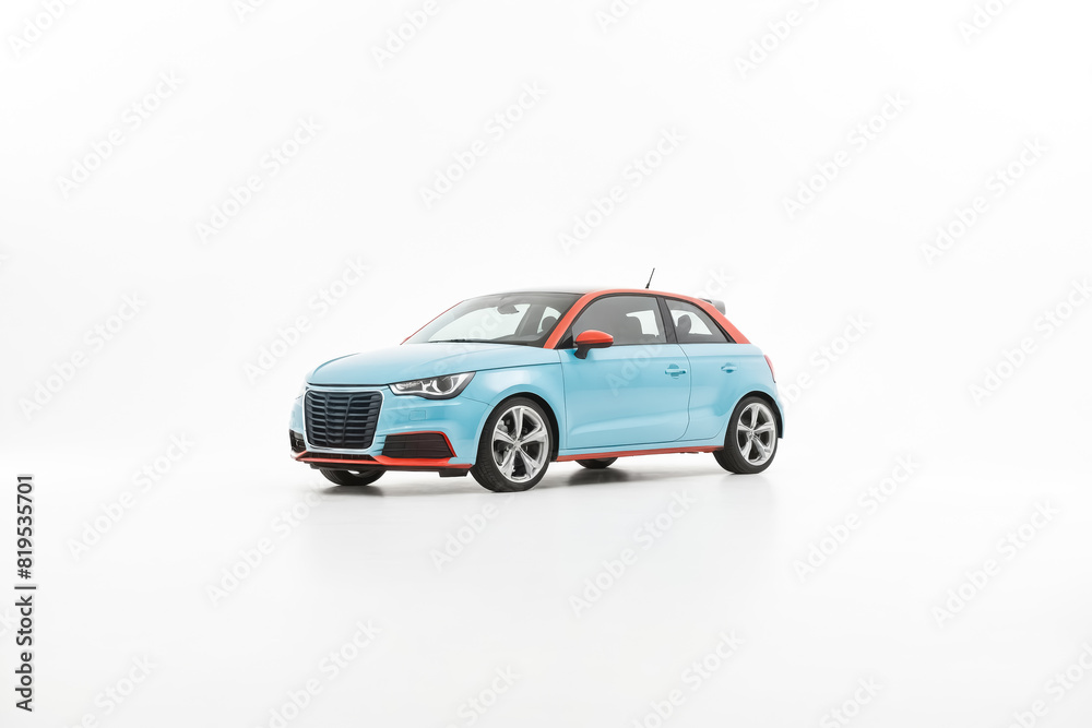 Blue and Orange Car on White Background Blue and Orange Car on White Background