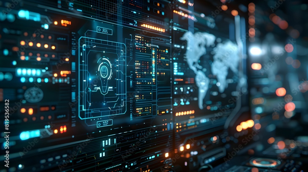 The image is showing a circuit board with a glowing blue light The image is showing a circuit board with a glowing blue light