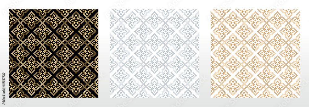 Set of abstract geometric patterns. Seamless vector backgrounds. Colored ornaments Graphic modern patterns Simple lattice graphic design Set of abstract geometric patterns. Seamless vector backgrounds. Colored ornaments Graphic modern patterns Simple lattice graphic design