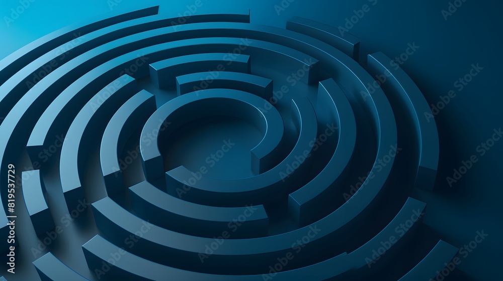 Isometric 3D render of a corporate logo design with concentric circles and straight lines, shown against a professional, blue-toned background Isometric 3D render of a corporate logo design with concentric circles and straight lines, shown against a professional, blue-toned background
