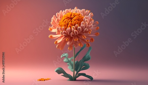 Captivating Chrysanthemum Bloom in Vivid Orange Against Solid Background