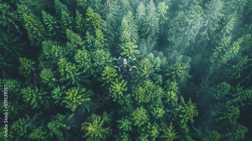 An overview of a smart forestry operation using drones to monitor tree health and growth photo