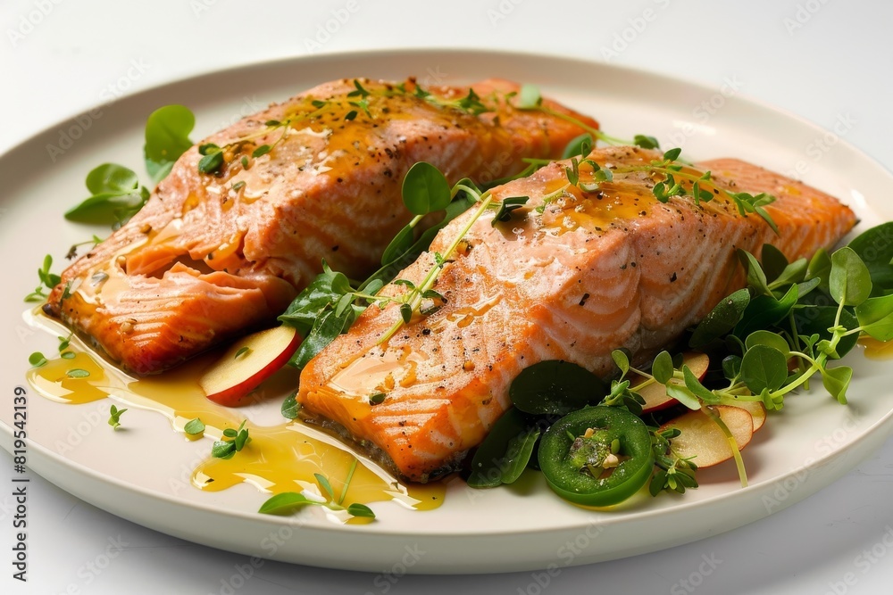 Flavorful Apple Cider-Glazed Salmon on Bed of Tender Greens Flavorful Apple Cider-Glazed Salmon on Bed of Tender Greens