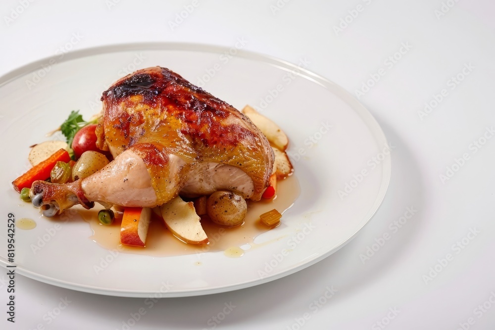 Mouthwatering Apple Cider Chicken on White Plate Mouthwatering Apple Cider Chicken on White Plate