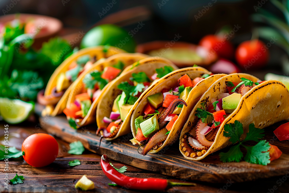 Colorful Mexican Tacos with Fresh Ingredients